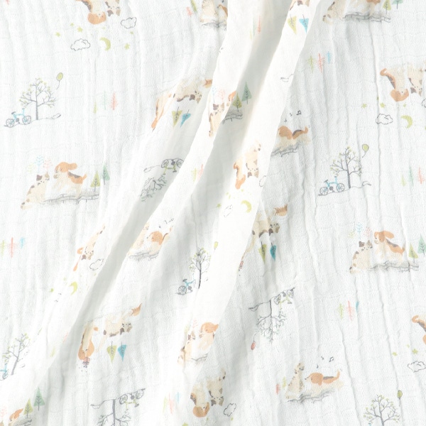 正方形モスリンガーゼ（フラミンゴ・恐竜・公園）