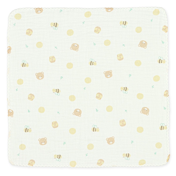 5枚組モスリンガーゼハンカチ（くま・はち・ドット・チェック）