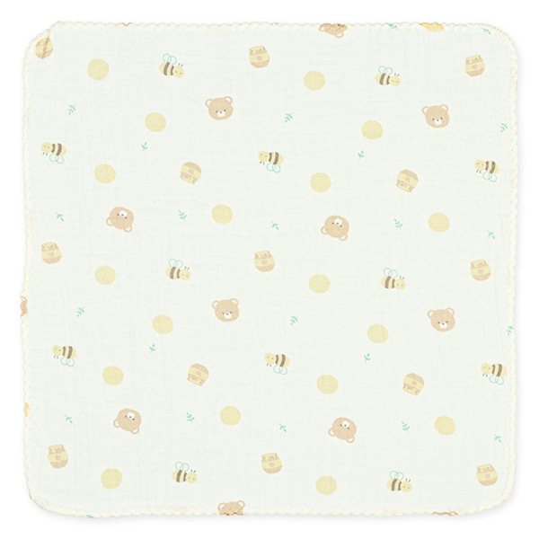 5枚組モスリンガーゼハンカチ（くま・はち・ドット・チェック）