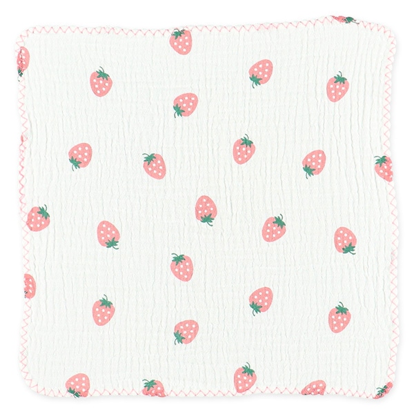 5枚組水洗い2重ガーゼハンカチ（イチゴ＆リボン・星＆恐竜）