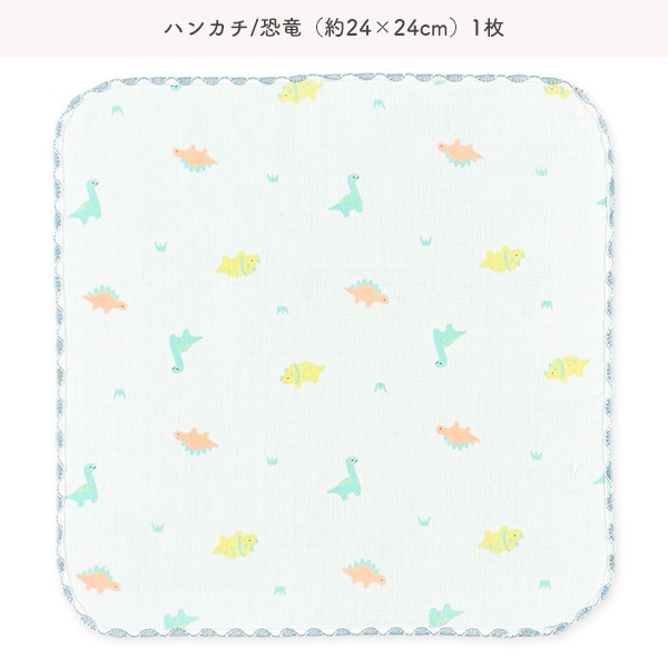 浴用ガーゼ+ハンカチ10点セット（ハート&チェリー・恐竜）