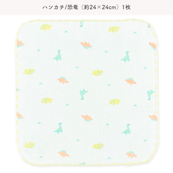 浴用ガーゼ+ハンカチ10点セット（ハート&チェリー・恐竜）