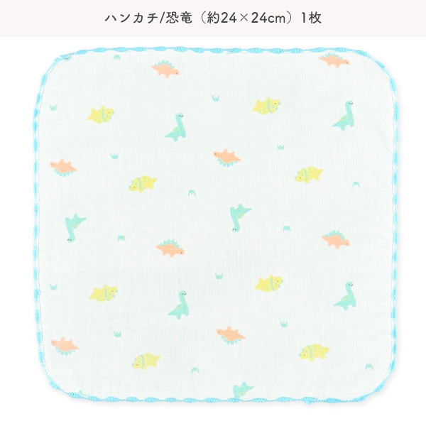 浴用ガーゼ+ハンカチ10点セット（ハート&チェリー・恐竜）