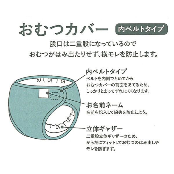 2枚組内ベルトおむつカバー（恐竜）