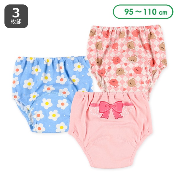 3枚組フライストレーニングショーツ（花リボン）