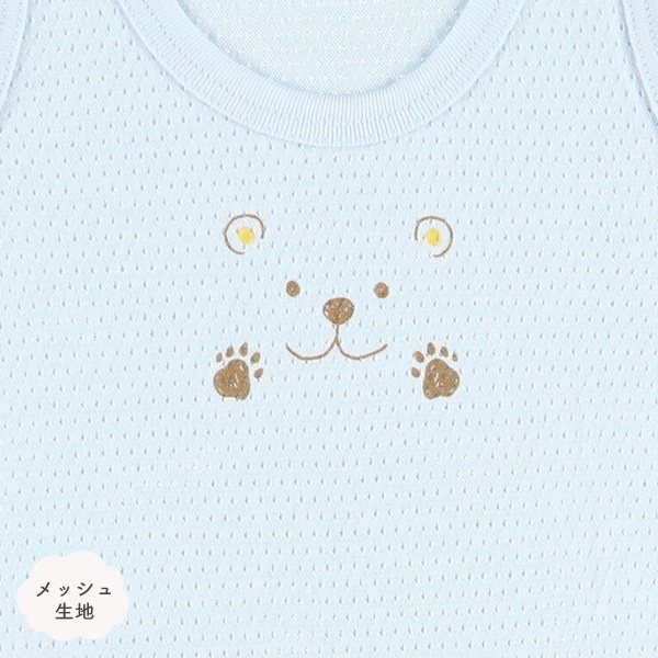 4枚組メッシュノースリーブロンパース肌着（アニマルフェイス）