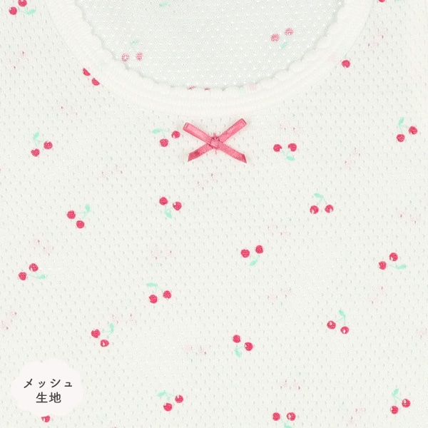 3枚組メッシュノースリーブロンパース肌着（スカラップ・いちご）