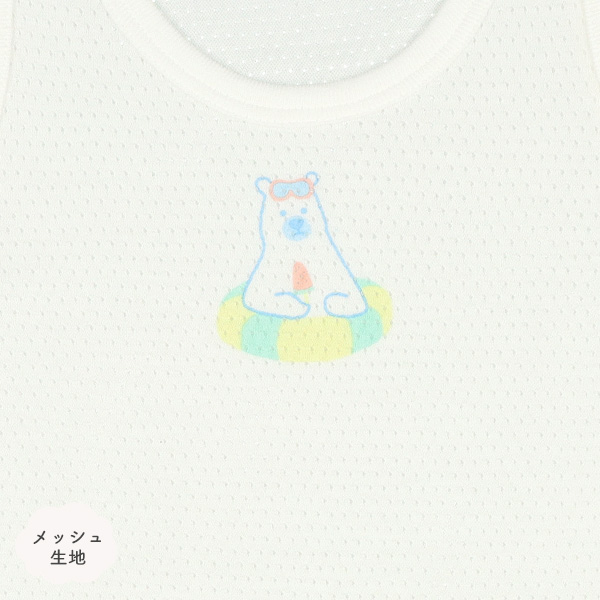3枚組メッシュノースリーブロンパース肌着（しろくま・ペンギン）