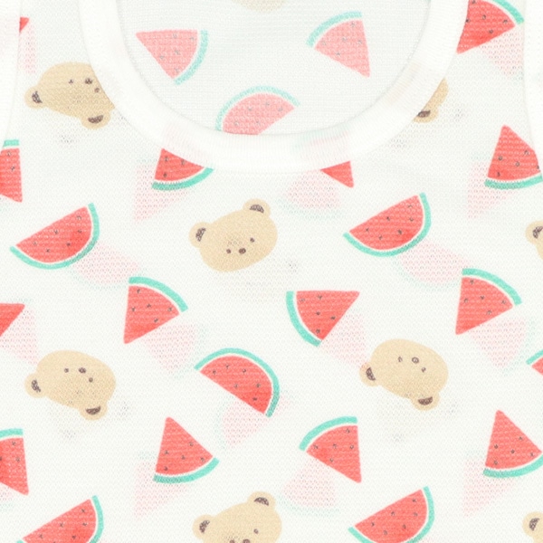 4枚組鹿の子ノースリーブロンパース肌着（くま・すいか）