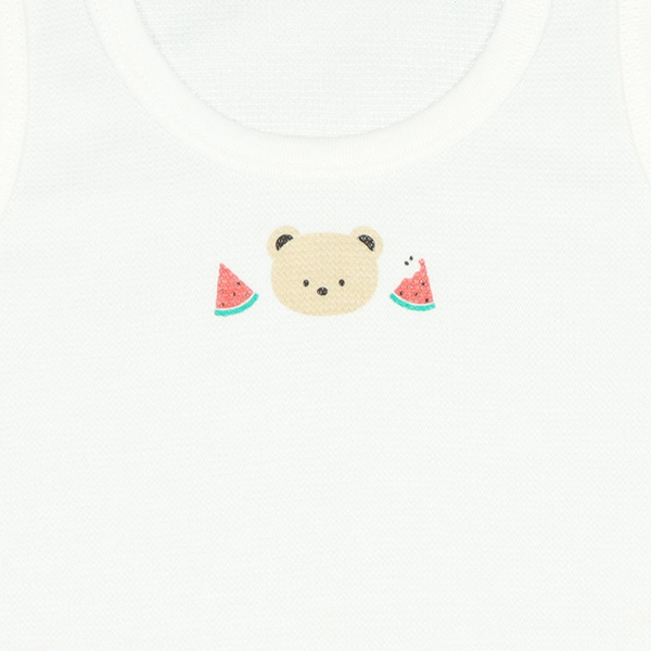 4枚組鹿の子ノースリーブロンパース肌着（くま・すいか）