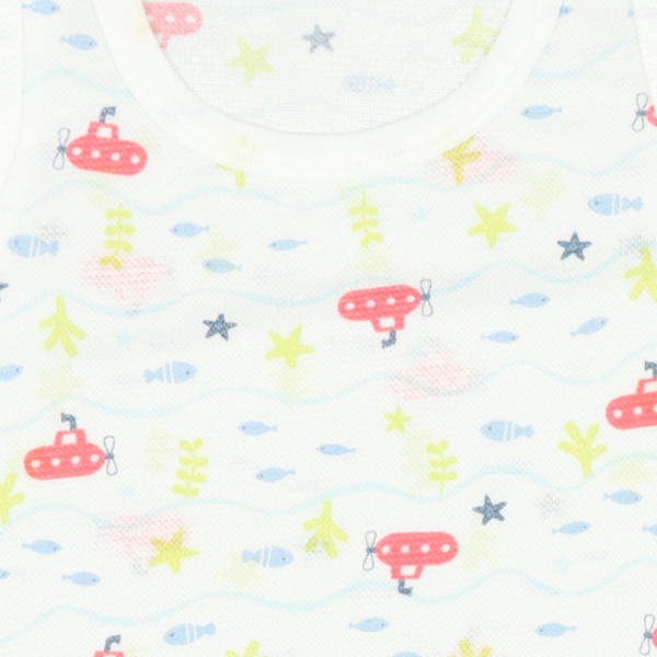 DRYWRAP）3枚組鹿の子ノースリーブロンパース肌着（船・イカリ柄）