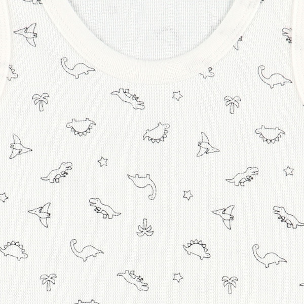 4枚組鹿の子ノースリーブロンパース肌着（恐竜）