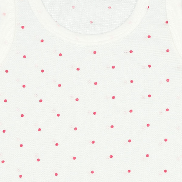 DRYWRAP）3枚組鹿の子ノースリーブロンパース肌着（いちご・ドット）