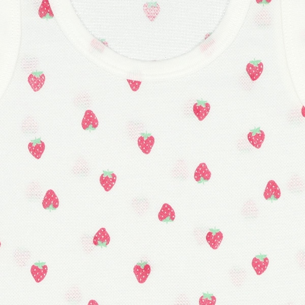 DRYWRAP）3枚組鹿の子ノースリーブロンパース肌着（いちご・ドット）