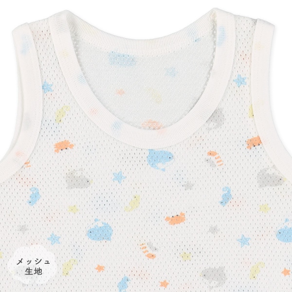 3枚組メッシュノースリーブロンパース肌着（海の生き物・ペンギン）