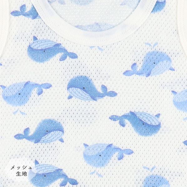 3枚組メッシュノースリーブロンパース肌着（くじら）