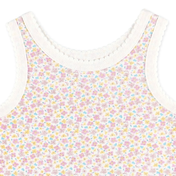 3枚組サークルノースリーブロンパース肌着（スカラップ・花）