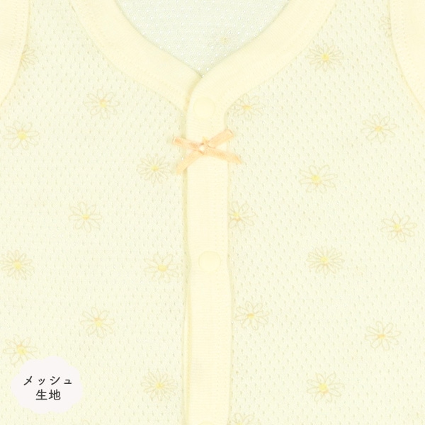 3枚組メッシュノースリーブ前開きロンパース肌着（マーガレット）