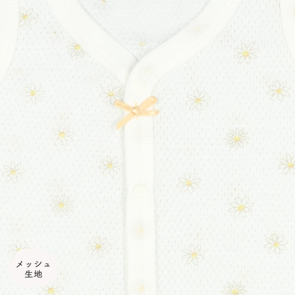 3枚組メッシュノースリーブ前開きロンパース肌着（マーガレット）