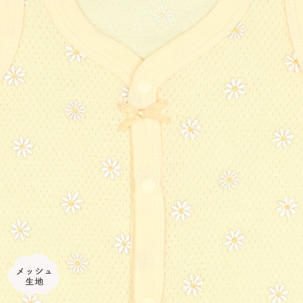 3枚組メッシュノースリーブ前開きロンパース肌着（マーガレット）