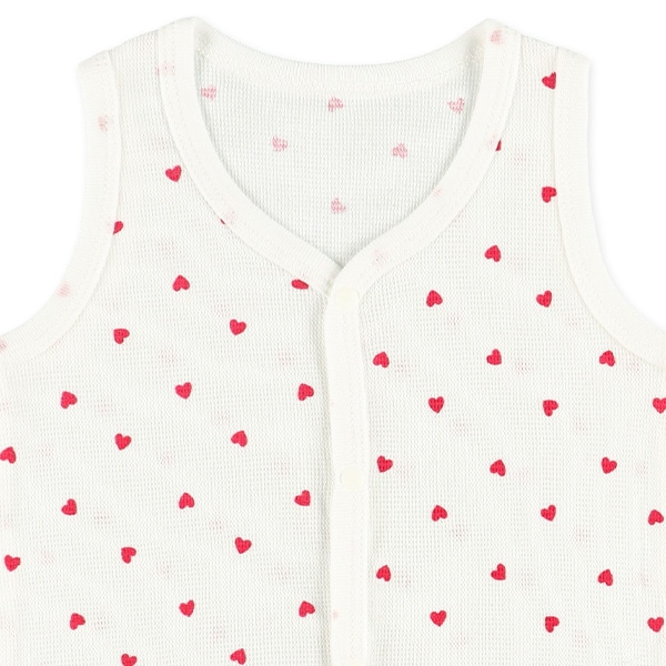 3枚組鹿の子ノースリーブ前開きロンパース肌着（くま・うさぎ・ハート）