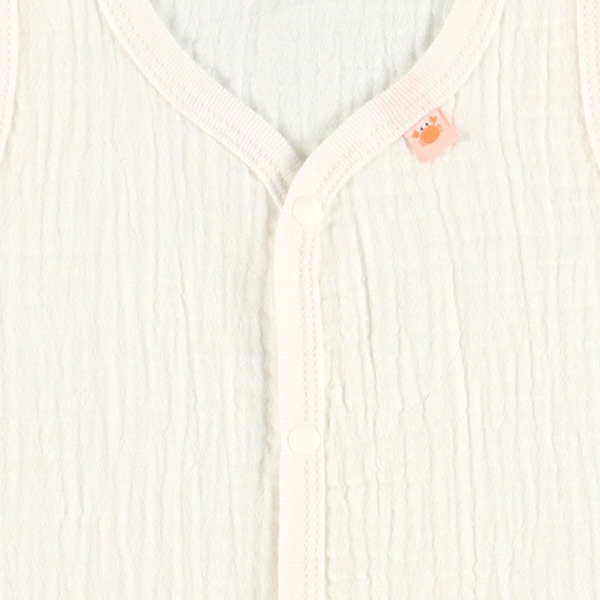 2枚組モスリンノースリーブ前開きロンパース肌着（ピスネーム）