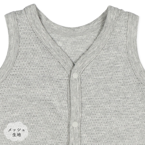 3枚組メッシュノースリーブ前開きロンパース肌着（ブルー）