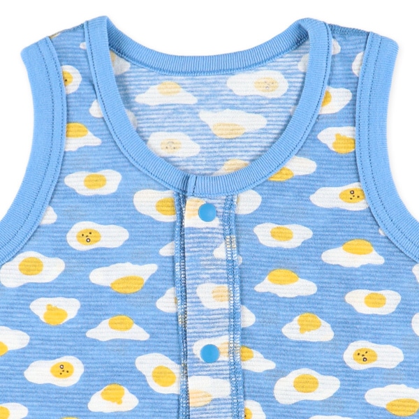 2枚組吸収速乾異番手ノースリーブ前開きロンパース肌着（たまご）