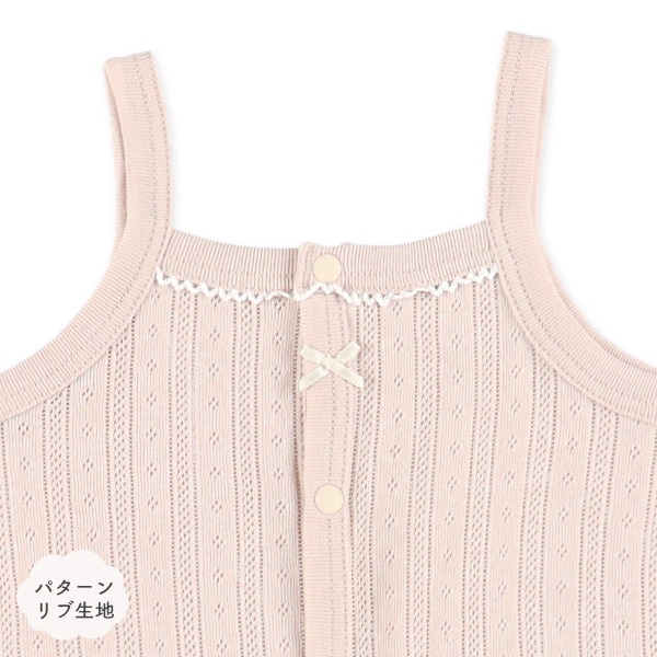 3枚組テレコ&パターンリブキャミソールロンパース肌着（花柄）