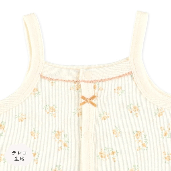 3枚組テレコ&パターンリブキャミソールロンパース肌着（花柄）