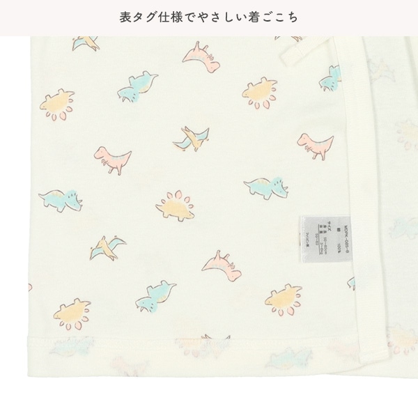 フライスボタン式新生児肌着10点セット（恐竜）