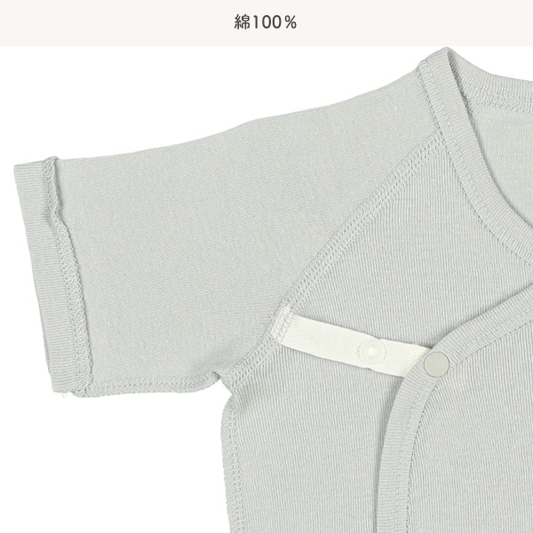 フライスボタン式新生児肌着10点セット（ブルーハート）