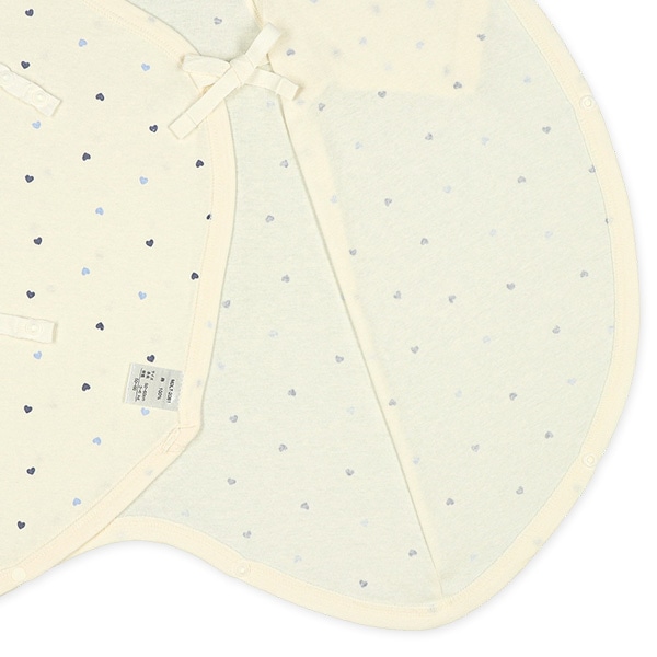 フライスボタン式新生児肌着10点セット（ブルーハート）