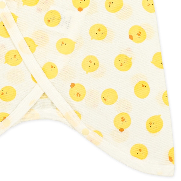 異番手天竺ボタン式新生児肌着5点セット（ひよこ）