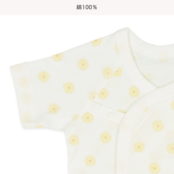 フライスボタン式新生児肌着5点セット（花柄）