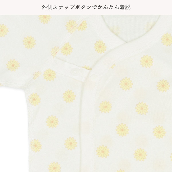 フライスボタン式新生児肌着5点セット（花柄）