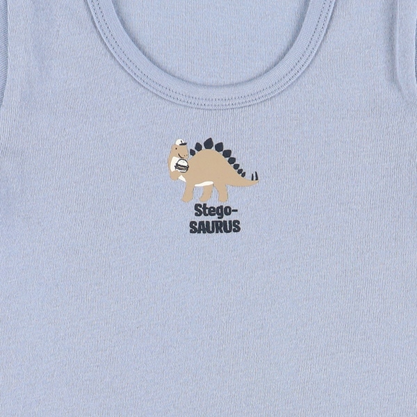 3枚組フライス半袖ロンパース肌着（恐竜ワンポイント）