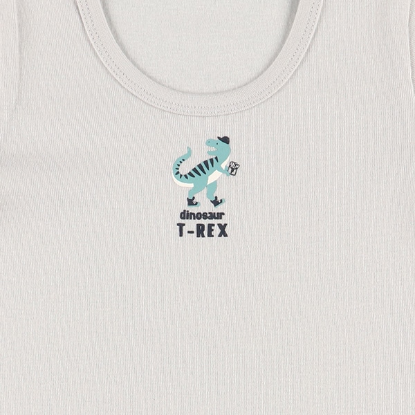 3枚組フライス半袖ロンパース肌着（恐竜ワンポイント）