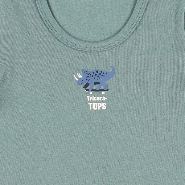 3枚組フライス半袖ロンパース肌着（恐竜ワンポイント）