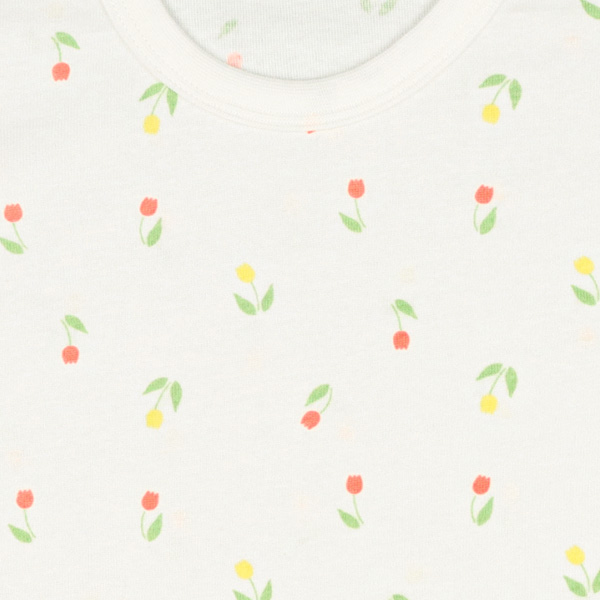 3枚組フライス&ワッフル半袖ロンパース肌着（チェック・チューリップ）