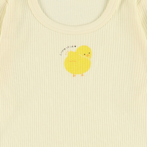 3枚組リブ編み長袖ロンパース肌着（ひよこ）