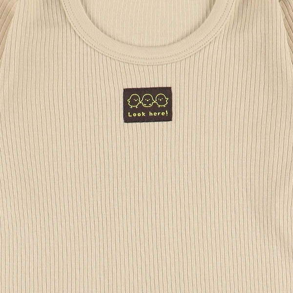 3枚組リブ編み長袖ロンパース肌着（ひよこ）