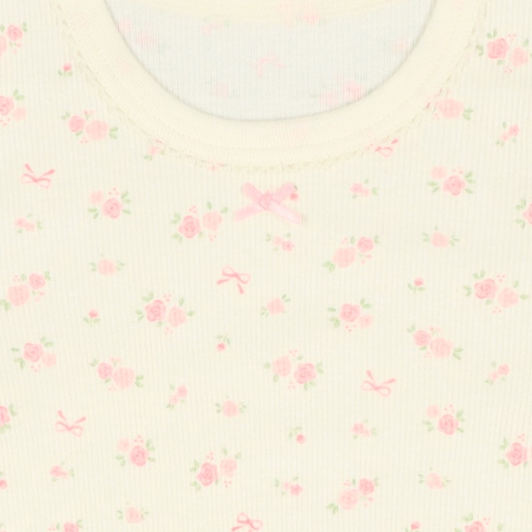 3枚組リブ長袖ロンパース肌着（花・ピコ）