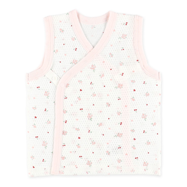 2枚組メッシュボタン式短肌着（チェリー）