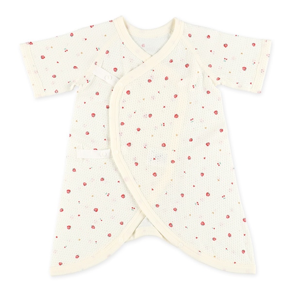 2枚組メッシュボタン式コンビ肌着（いちご・レース）