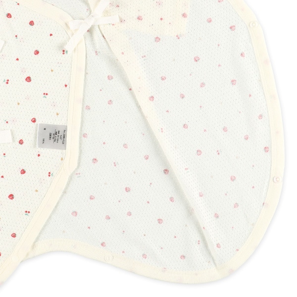 2枚組メッシュボタン式コンビ肌着（いちご・レース）