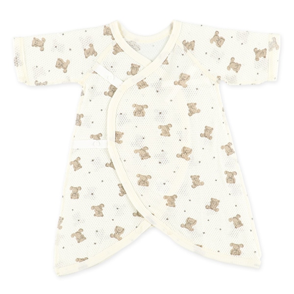 2枚組メッシュボタン式コンビ肌着（くま）