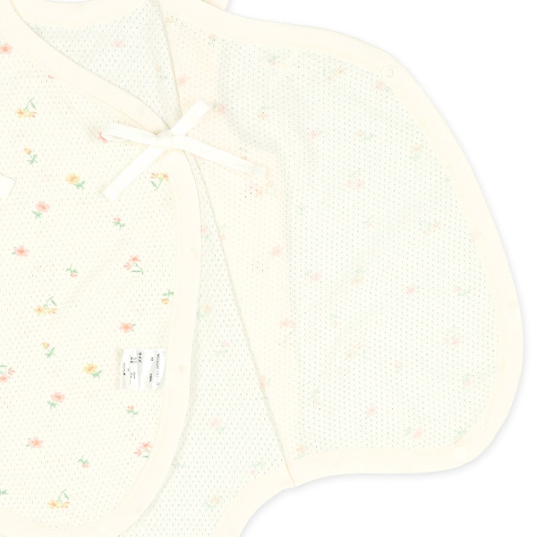 2枚組メッシュボタン式ノースリーブ打ち合わせロンパース肌着（さくらんぼ・花柄）