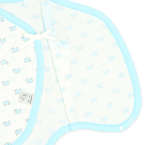 2枚組メッシュボタン式ノースリーブ打ち合わせロンパース肌着（ぞう・くま）