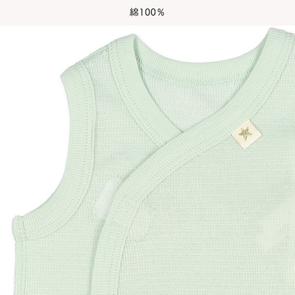 2枚組エッフェルニットノースリーブ打ち合わせロンパース肌着（星）